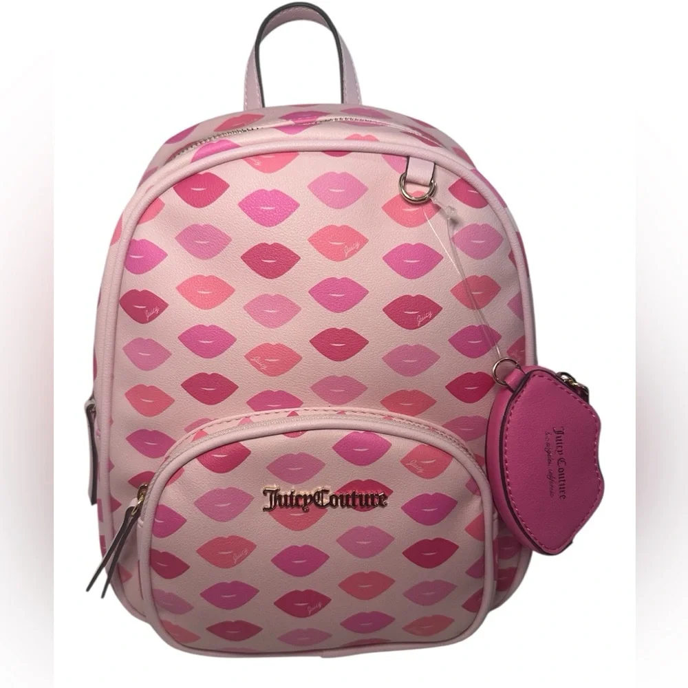 Juicy Couture New Sealed with a Kiss Backpack in Pink Faux Leather - NWT